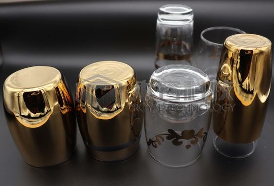 2 Sisi Lapisan Emas Pada Gelas Dengan Mesin Ion Plating Barang Porselen Lapisan Emas Dan Perak Dengan Pola