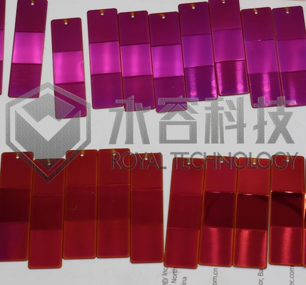 Harga yang bagus Lapisan PVD baru: PVD warna ungu , PVD kemerahan, PVD kuningan hijau, PVD biru tua, pelapis biru muda on line